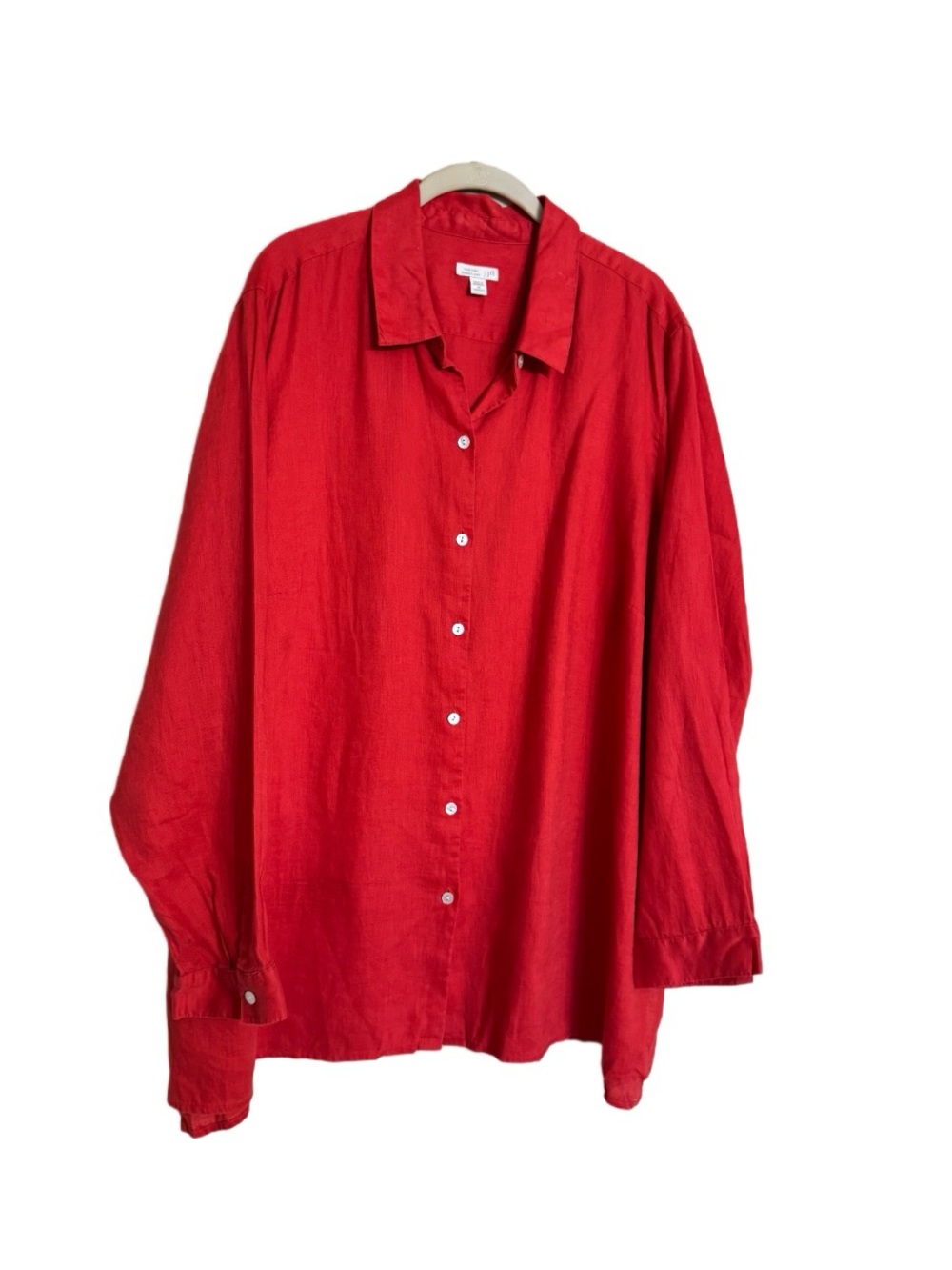 J Jill Love Linen Essential Shirt Long Sleeve Button Up Shirt 100% Linen Size 3X
